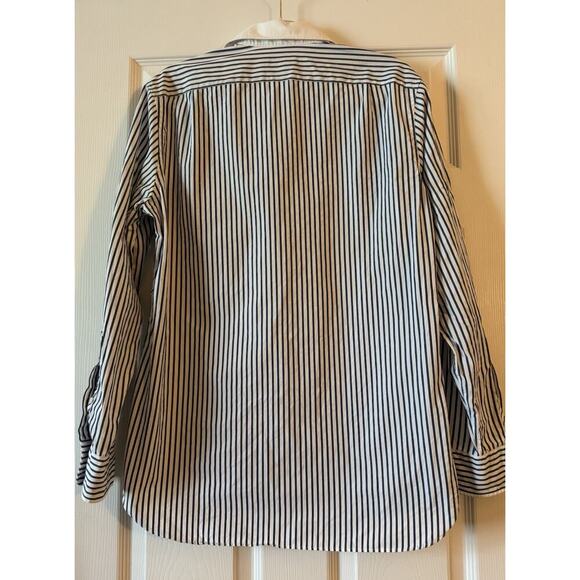 J Crew Thompson Shirtings M 15 15 1/2 80s 2 Ply Blue White Striped Men's Shirt - Picture 3 of 7